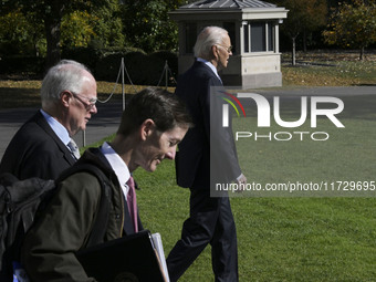 US President Joe Biden departs the White House en route to Philadelphia, Pennsylvania, on November 1, 2024, at South Lawn/White House in Was...