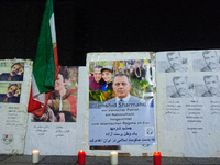 Dozens of Iranian activists participate in protests over the execution of German-Iranian citizen Jamshid Sharmahd in Cologne, Germany, on No...