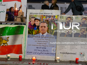 Dozens of Iranian activists participate in protests over the execution of German-Iranian citizen Jamshid Sharmahd in Cologne, Germany, on No...