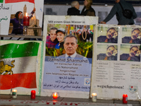 Dozens of Iranian activists participate in protests over the execution of German-Iranian citizen Jamshid Sharmahd in Cologne, Germany, on No...