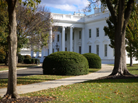 The White House is seen in Washington, D.C. on November 1, 2024, just days ahead of Election Day. (