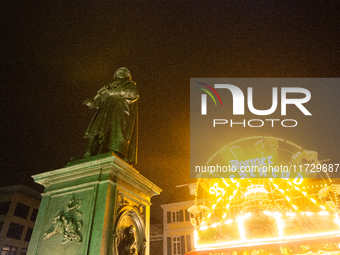 The Beethoven monument is illuminated during the ''Bonn Leuchtet'' light festival in Bonn, Germany, on November 1, 2024. (