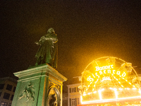 The Beethoven monument is illuminated during the ''Bonn Leuchtet'' light festival in Bonn, Germany, on November 1, 2024. (