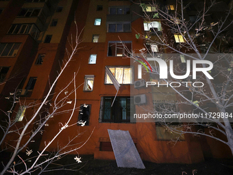 An apartment block is damaged by a Russian missile strike in Kharkiv, Ukraine, on November 1, 2024. NO USE RUSSIA. NO USE BELARUS. (