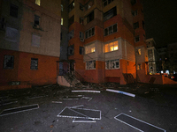 An apartment block is damaged by a Russian missile strike in Kharkiv, Ukraine, on November 1, 2024. NO USE RUSSIA. NO USE BELARUS. (