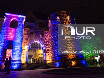 Sterntor Bonn is illuminated during the ''Bonn Leuchtet'' light festival in Bonn, Germany, on November 1, 2024. (