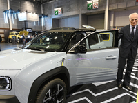 Jean-Dominique Senard, Chairman of the Board of Renault, stands near the new electric innovative car Renault 4 at the Paris Motor Show at Pa...