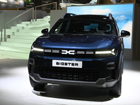 The new hybrid SUV BIGSTER is at the Dacia stand at the Paris Motor Show in Paris, France, on October 14, 2024, at Paris Expo Porte de Versa...