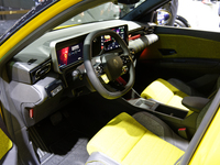 The dashboard of the new electric R5 is at the Renault stand at the Paris Motor Show in Paris, France, on October 14, 2024, at Paris Expo Po...