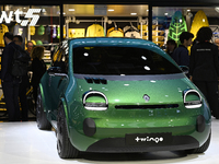 The new electric TWINGO is at the Renault stand at the Paris Motor Show in Paris, France, on October 14, 2024, at Paris Expo Porte de Versai...