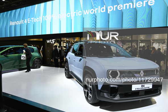 The new electric R4 is at the Renault stand at the Paris Motor Show at Paris Expo Porte de Versailles in Paris, France, on October 14, 2024....