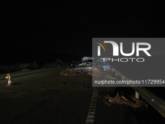 A view of the disaster area as search and rescue operations and aid delivery continue in Paiporta following the floods caused by heavy rain...