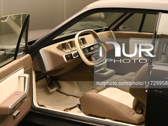 The dashboard of the concept car R17 is displayed at the Renault stand at the Paris Motor Show in Paris, France, on October 14, 2024, at Par...