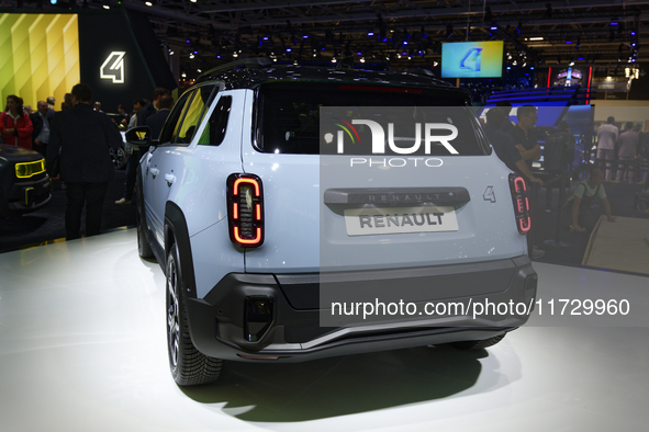 The new electric R4 is at the Renault stand at the Paris Motor Show at Paris Expo Porte de Versailles in Paris, France, on October 14, 2024....