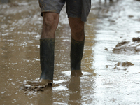 A view of the disaster area as search and rescue operations and aid delivery continue in Paiporta following the floods caused by heavy rain...