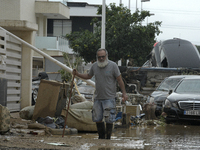 A view of the disaster area as search and rescue operations and aid delivery continue in Paiporta following the floods caused by heavy rain...