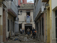 A view of the disaster area as search and rescue operations and aid delivery continue in Paiporta following the floods caused by heavy rain...