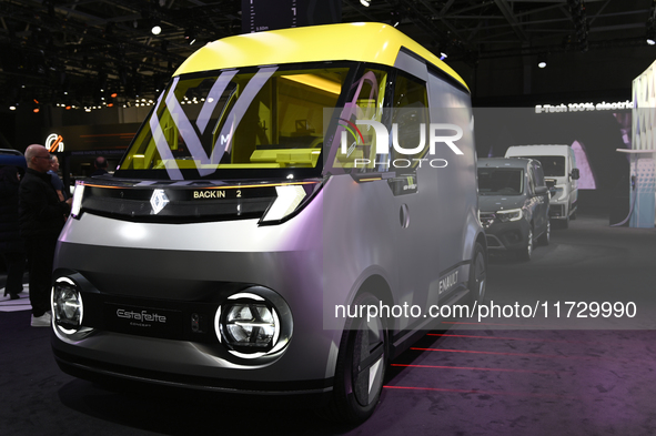 Renault unveils the concept compact electric pickup truck, Estafette, at the Renault stand at the Paris Motor Show in Paris, France, on Octo...