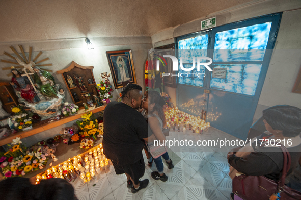 Faithfuls attend the temple of Santa Muerte in the municipality of Pedro Escobedo to worship her and give thanks for the favors granted. Eve...