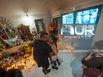 Faithfuls attend the temple of Santa Muerte in the municipality of Pedro Escobedo to worship her and give thanks for the favors granted. Eve...