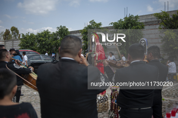 Faithfuls attend the temple of Santa Muerte in the municipality of Pedro Escobedo to worship her and give thanks for the favors granted. Eve...