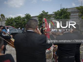 Faithfuls attend the temple of Santa Muerte in the municipality of Pedro Escobedo to worship her and give thanks for the favors granted. Eve...