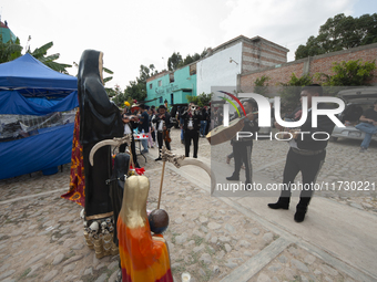 Faithfuls attend the temple of Santa Muerte in the municipality of Pedro Escobedo to worship her and give thanks for the favors granted. Eve...