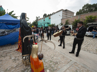 Faithfuls attend the temple of Santa Muerte in the municipality of Pedro Escobedo to worship her and give thanks for the favors granted. Eve...