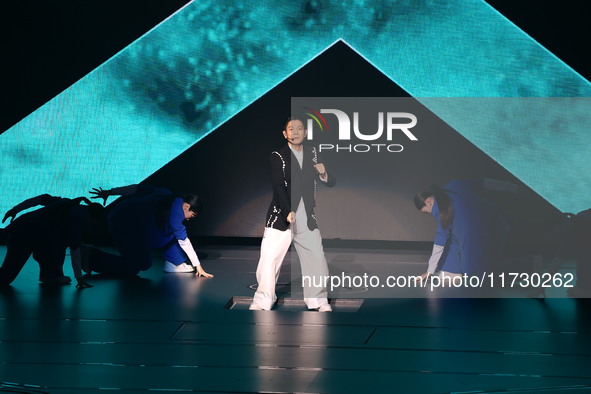 Singer Andy Lau performs at the Taipei Arena during the first leg of his ''Today is the Day'' tour in Taipei, Taiwan province, China, on Nov...