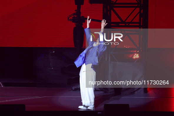 Singer Andy Lau performs at the Taipei Arena during the first leg of his ''Today is the Day'' tour in Taipei, Taiwan province, China, on Nov...