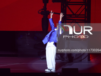 Singer Andy Lau performs at the Taipei Arena during the first leg of his ''Today is the Day'' tour in Taipei, Taiwan province, China, on Nov...