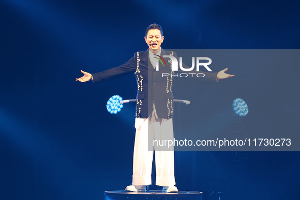 Singer Andy Lau performs at the Taipei Arena during the first leg of his ''Today is the Day'' tour in Taipei, Taiwan province, China, on Nov...