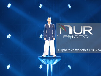 Singer Andy Lau performs at the Taipei Arena during the first leg of his ''Today is the Day'' tour in Taipei, Taiwan province, China, on Nov...