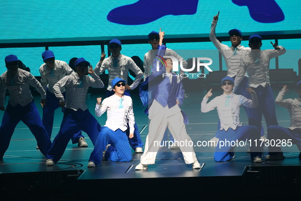 Singer Andy Lau performs at the Taipei Arena during the first leg of his ''Today is the Day'' tour in Taipei, Taiwan province, China, on Nov...