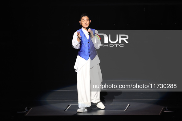 Singer Andy Lau performs at the Taipei Arena during the first leg of his ''Today is the Day'' tour in Taipei, Taiwan province, China, on Nov...