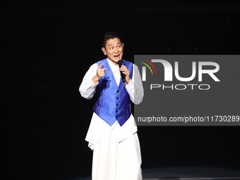 Singer Andy Lau performs at the Taipei Arena during the first leg of his ''Today is the Day'' tour in Taipei, Taiwan province, China, on Nov...