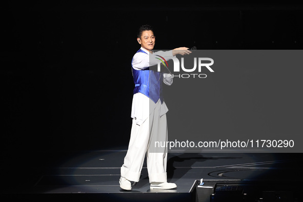 Singer Andy Lau performs at the Taipei Arena during the first leg of his ''Today is the Day'' tour in Taipei, Taiwan province, China, on Nov...