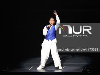 Singer Andy Lau performs at the Taipei Arena during the first leg of his ''Today is the Day'' tour in Taipei, Taiwan province, China, on Nov...