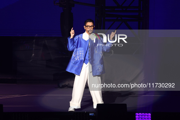 Singer Andy Lau performs at the Taipei Arena during the first leg of his ''Today is the Day'' tour in Taipei, Taiwan province, China, on Nov...