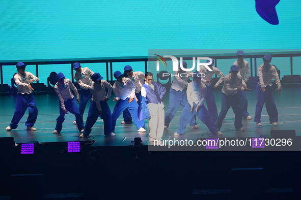 Singer Andy Lau performs at the Taipei Arena during the first leg of his ''Today is the Day'' tour in Taipei, Taiwan province, China, on Nov...