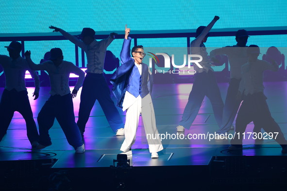 Singer Andy Lau performs at the Taipei Arena during the first leg of his ''Today is the Day'' tour in Taipei, Taiwan province, China, on Nov...