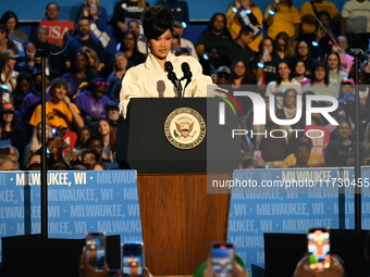 Belcalis Marlenis Cephus, known professionally as Cardi B (shown), an American rapper and songwriter, speaks at a campaign rally supporting...