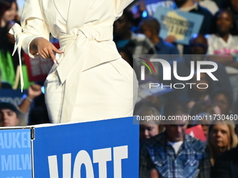 Belcalis Marlenis Cephus, known professionally as Cardi B, an American rapper and songwriter, is on stage at a campaign rally supporting Vic...