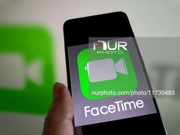 An illustration of FaceTime takes place in Suqian, Jiangsu Province, China, on November 2, 2024. (Photo Illustration by Costfoto/NurPhoto)