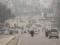 Kathmandu Valley is shrouded under a thick blanket of polluted smog as the pollution level rises in the bowl-shaped valley in Kathmandu, Nep...