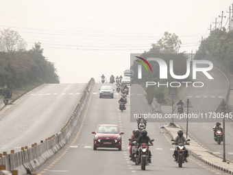 Kathmandu Valley is shrouded under a thick blanket of polluted smog as the pollution level rises in the bowl-shaped valley in Kathmandu, Nep...