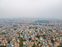 The aerial view shows that the air pollution level increases significantly in Kathmandu Valley, Nepal, on November 2, 2024. (