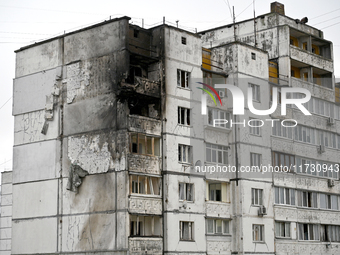 Apartments on the top two floors of a 16-storey residential building in the Sviatoshynskyi district are damaged by a fire caused by falling...