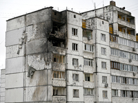 Apartments on the top two floors of a 16-storey residential building in the Sviatoshynskyi district are damaged by a fire caused by falling...