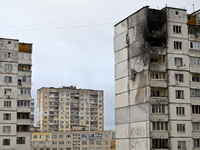 Apartments on the top two floors of a 16-storey residential building in the Sviatoshynskyi district are damaged by a fire caused by falling...